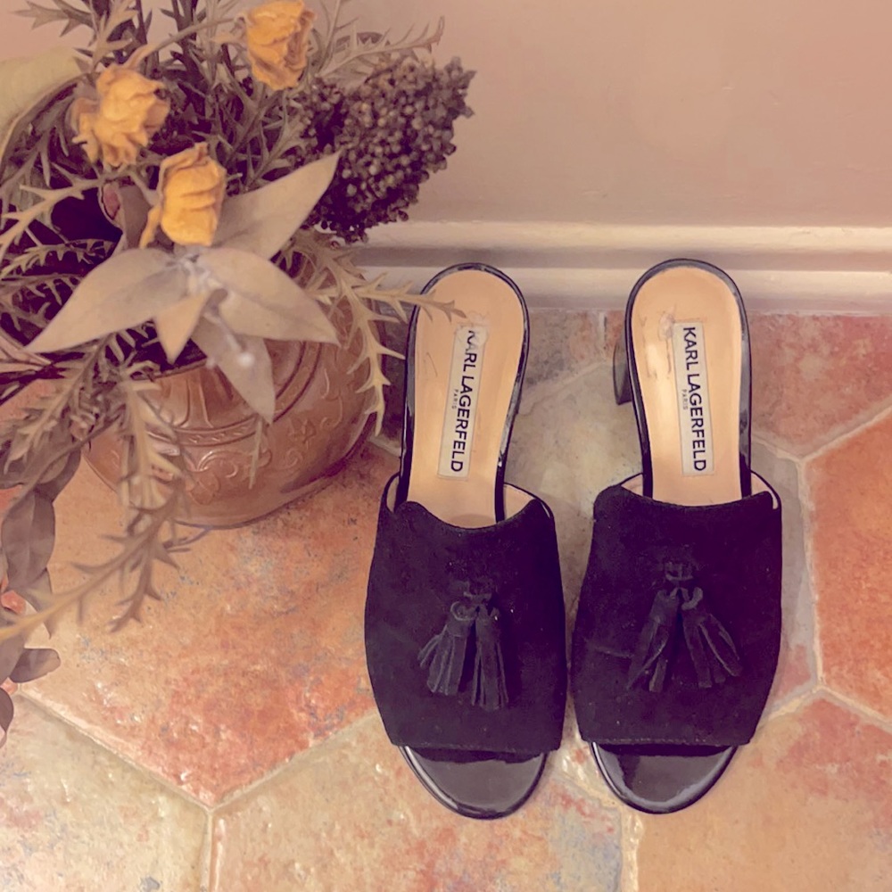 Karl Lagerfeld Black Hettie Tassel Mules